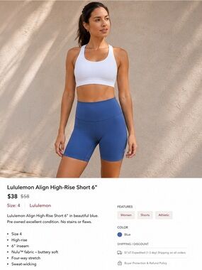 lululemon athletica Align High-Rise 6" Shorts - Blue